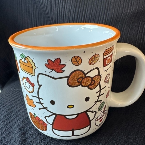 *CLEARANCE* Hello Kitty glitter pumpkin spice fall coffee cup mug set of two - Picture 4 of 6